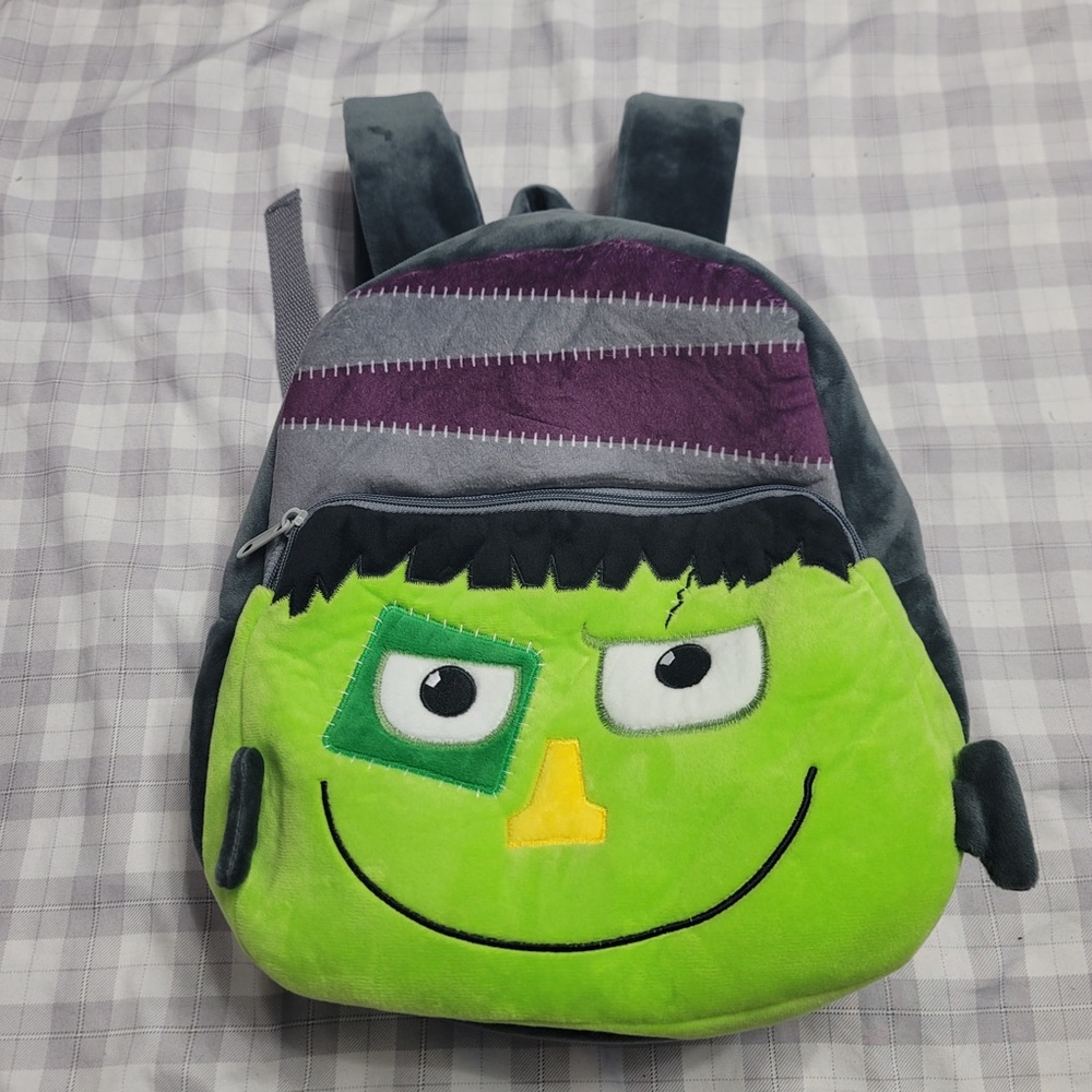 Kids Green Monster Plush Backpack - Soft Character Bag